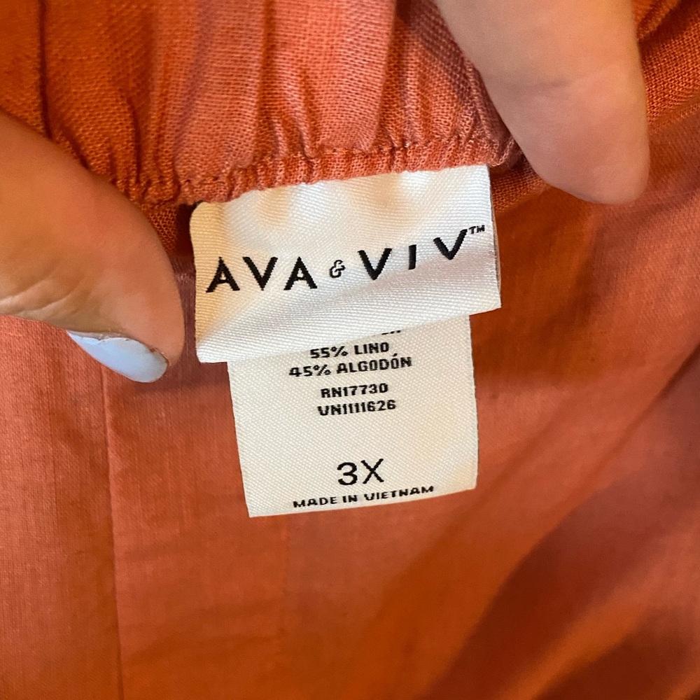 Ava & Viv Rust Orange Linen Blend Plus Size Women’s Shorts Size 3X - Picture 3 of 7
